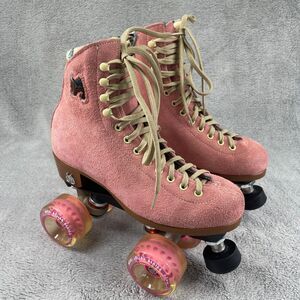 Moxi Lolly Roller Skates Woman's Size 5 Med US 6-6.5 Suede Rare Strawberry Pink